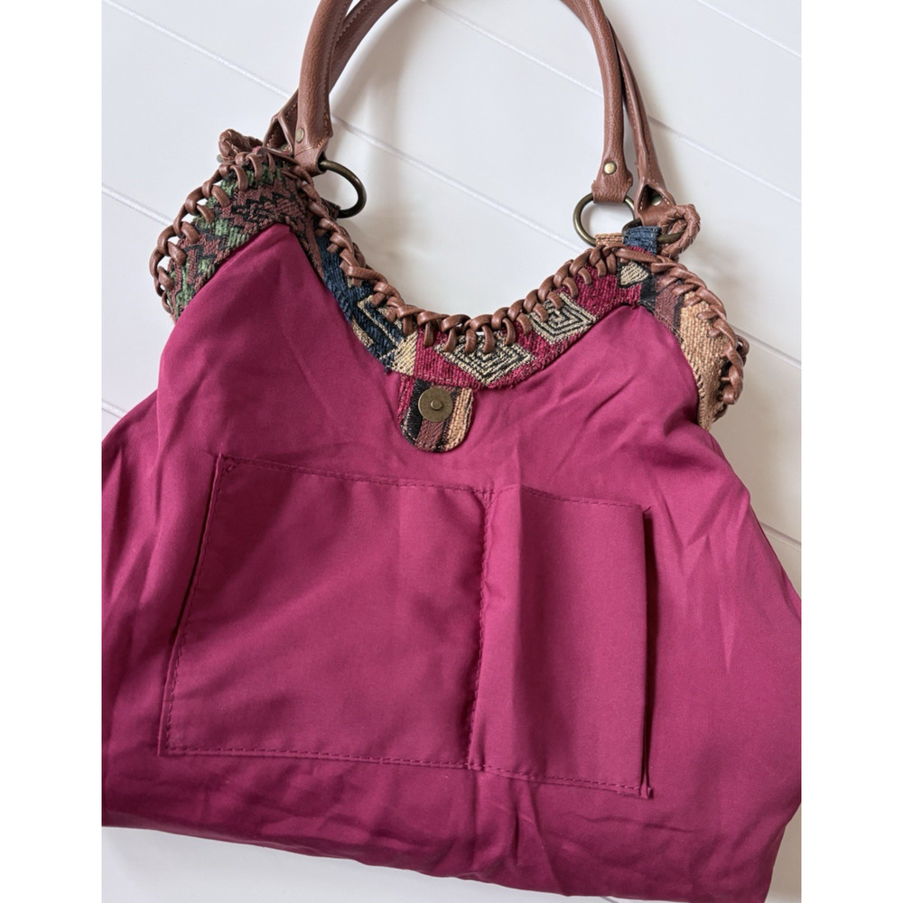 Southwestern Tapestry Hobo Bag Woven Fringe Boho Aztec Slouchy Handbag Purse - Picture 11 of 16